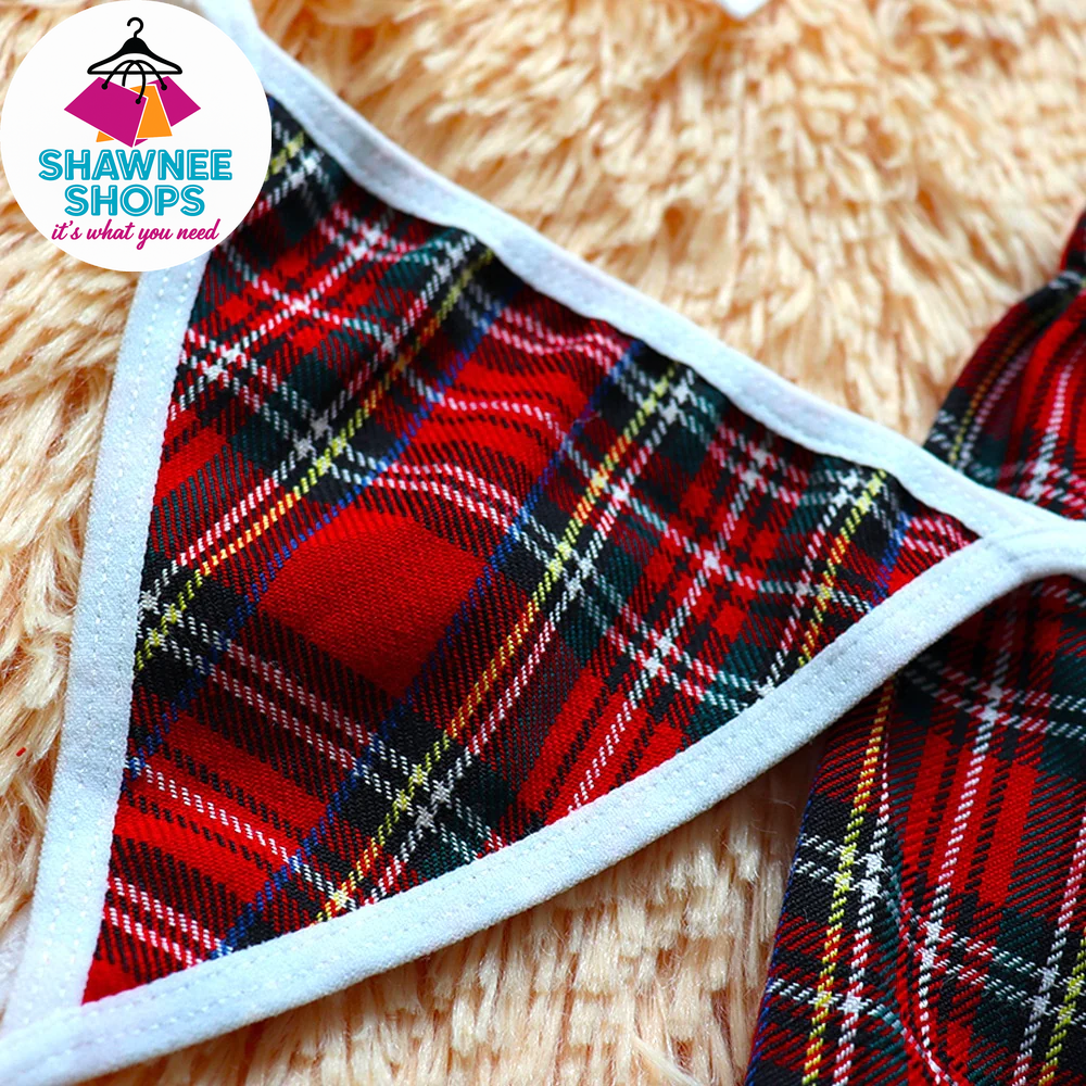 Playful Nights – Plaid Lingerie Skirt Set