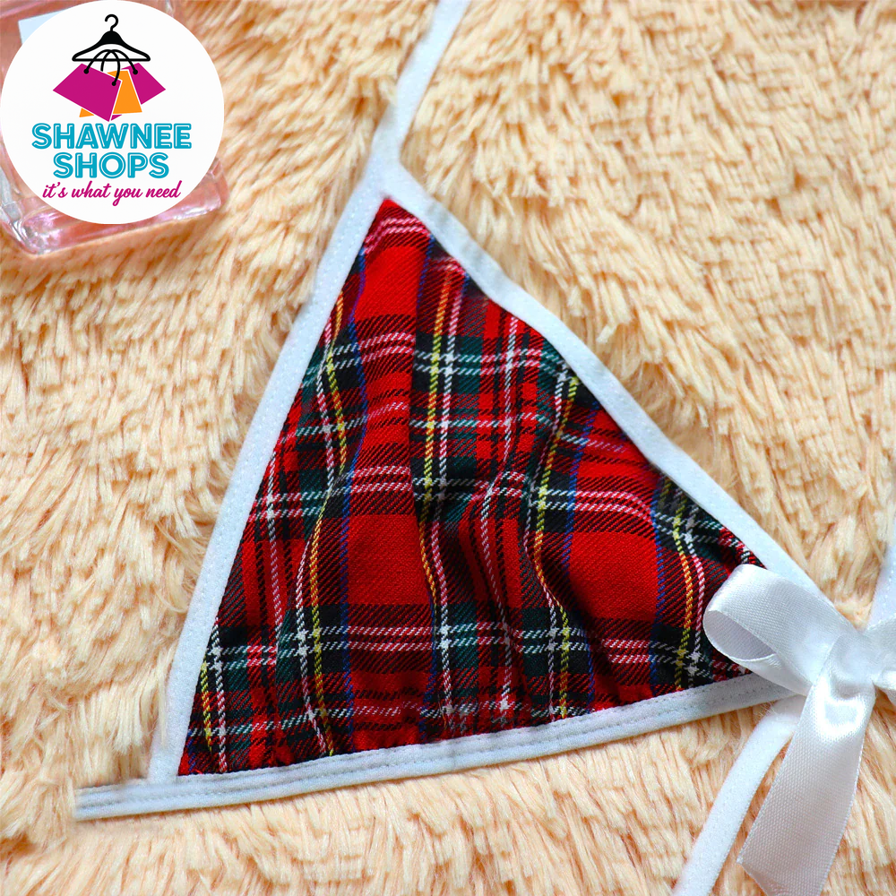 Playful Nights – Plaid Lingerie Skirt Set